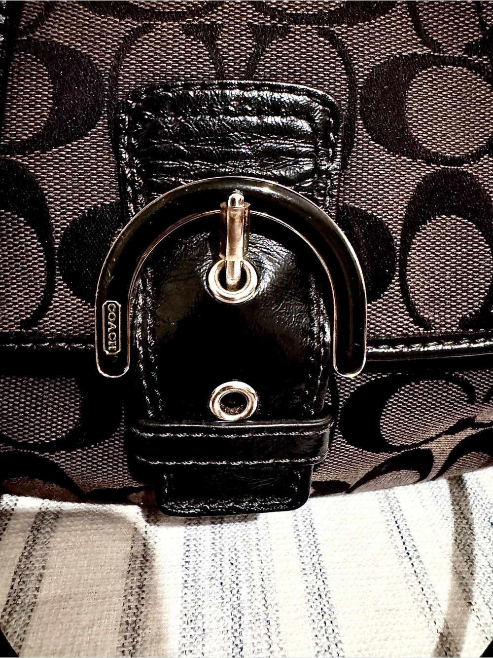 COACH Vintage Soho Signature Jacquard Flap Buckle Bag Black
